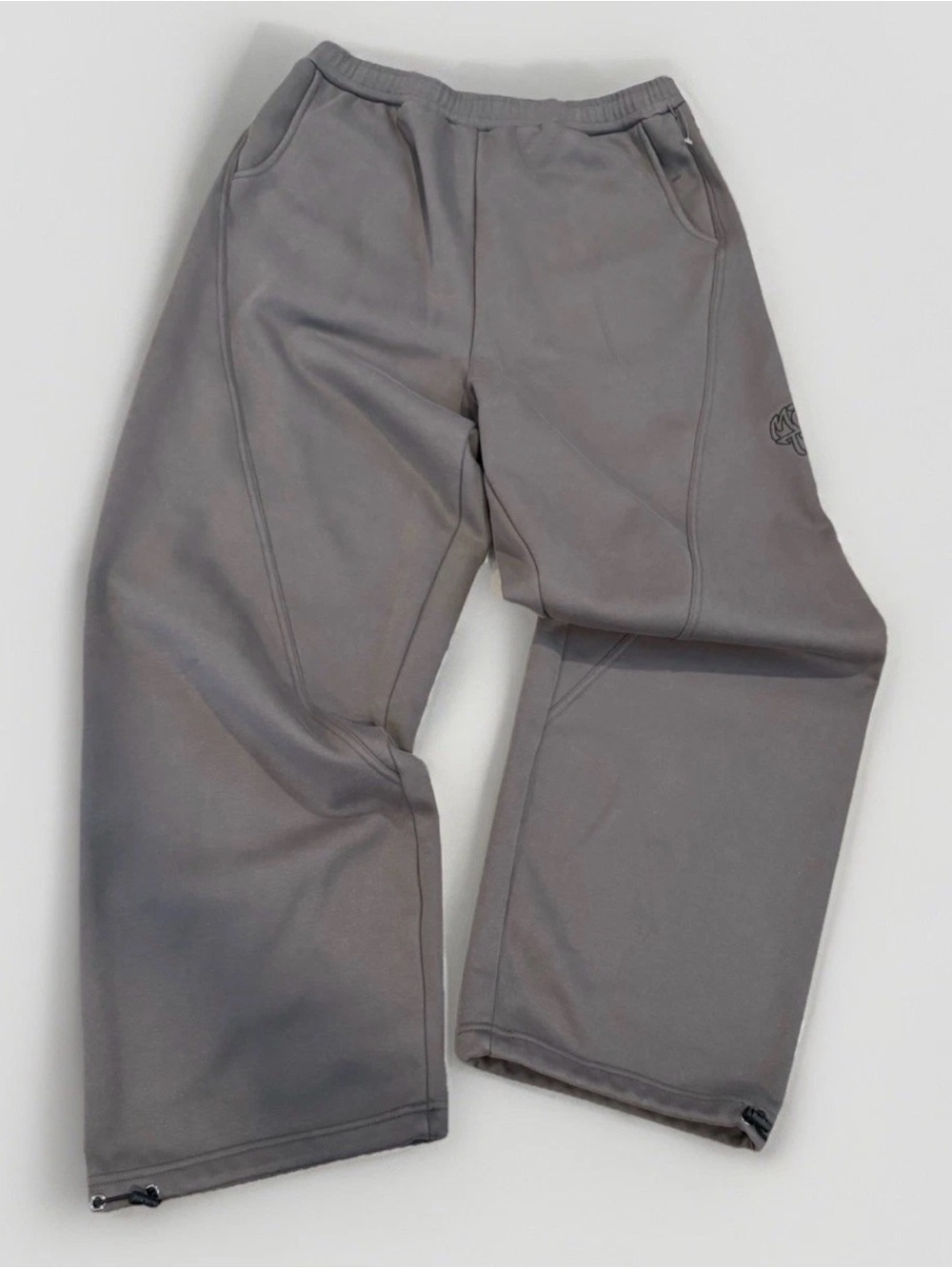 Mertra Track Pants Size Large Gray Baggy Sweatpants Streetwear Rare Embroidered